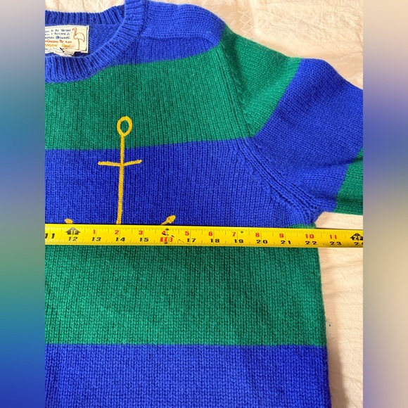 NEW Sandrine Rose Cashmere Sweater - Green and Blue Stripe Sz L - Picture 8 of 10